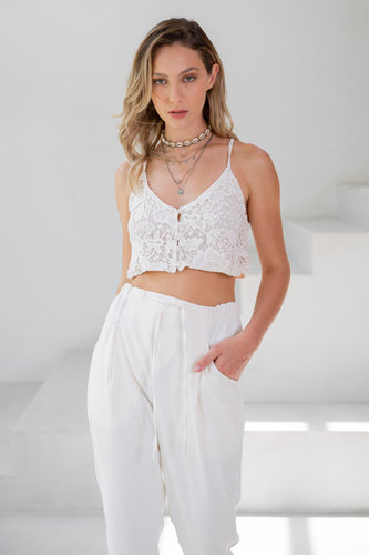 STARDUST LACE TOP MARFIL